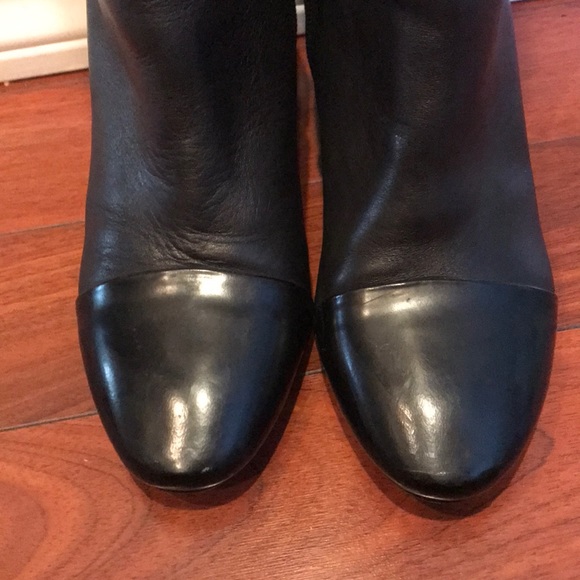 DKNY black leather boots with silver heel detail - Picture 2 of 6